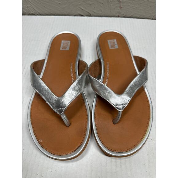 FITFLOP Silver Thong Gracie Womens Sandal Flats Flip Flop E08-011 / Size 6 - Picture 1 of 4
